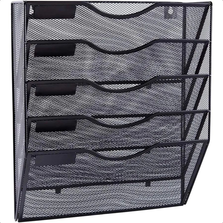 

EASEPRES 5 Pocket Mesh Hanging Wall File Organizer Wall Mounted Mail Paper Document Folder Holder Clipboard Storage Organizatio