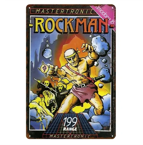 Rockman Commodore Amiga Retro Video Game Metal Poster Tin Sign