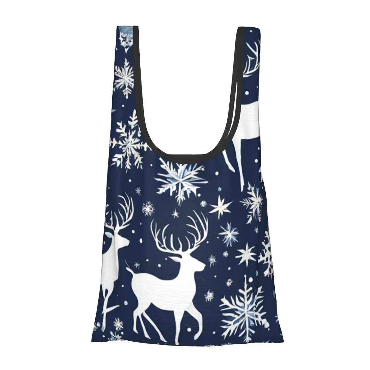 

Рождество. Синий и белый .8 Портативная сумка-тоут для покупок Складная сумка-шоппер Продуктовая сумка Сумка на плечо