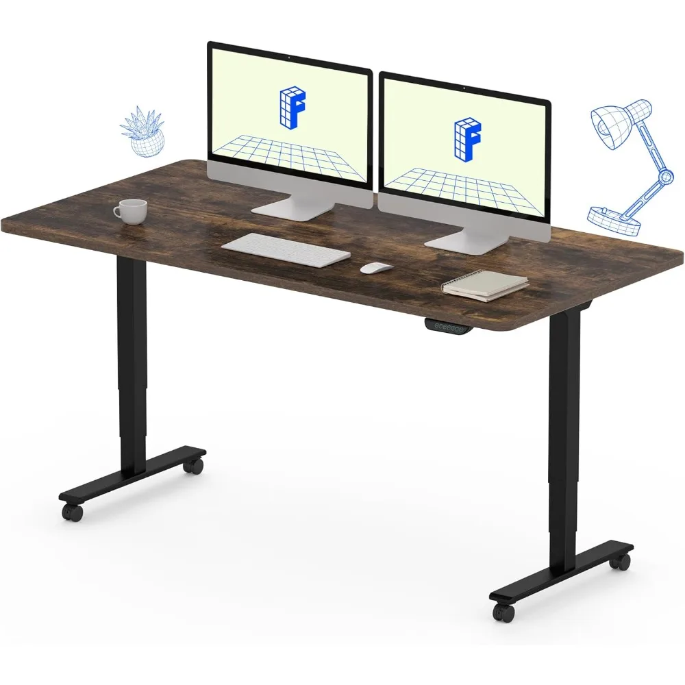 

Dual Motor 3 Stages Standing Desk Whole-Piece Board Electric Height Adjustable Stand Up Desk Large Load Capacity