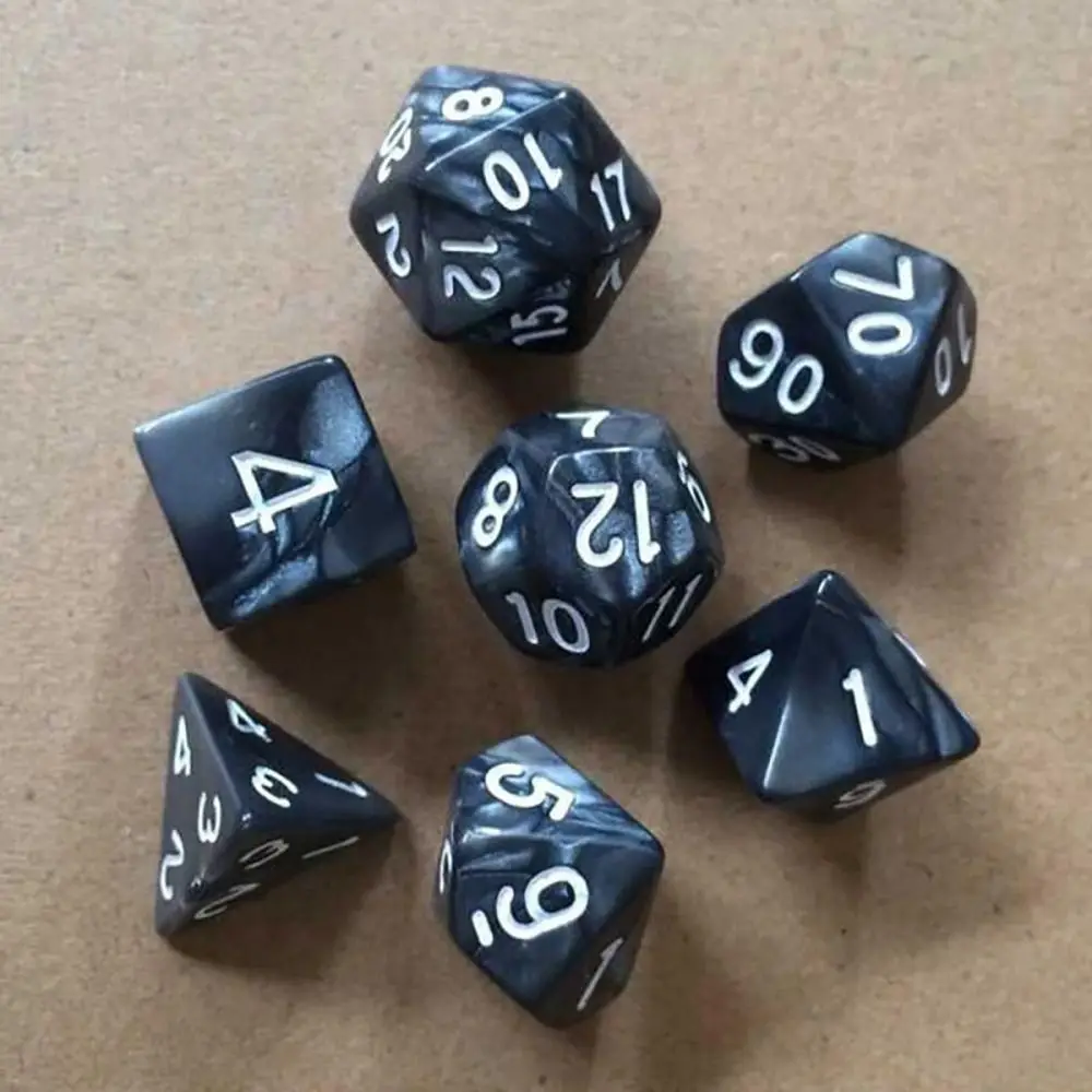 

7 шт./компл. прочные кости для настольной игры DND Dice D4 D6 D8 D10 D12 D20 многогранные игральные кости для вечеринок 7-гранные акриловые игровые кости TRPG DND