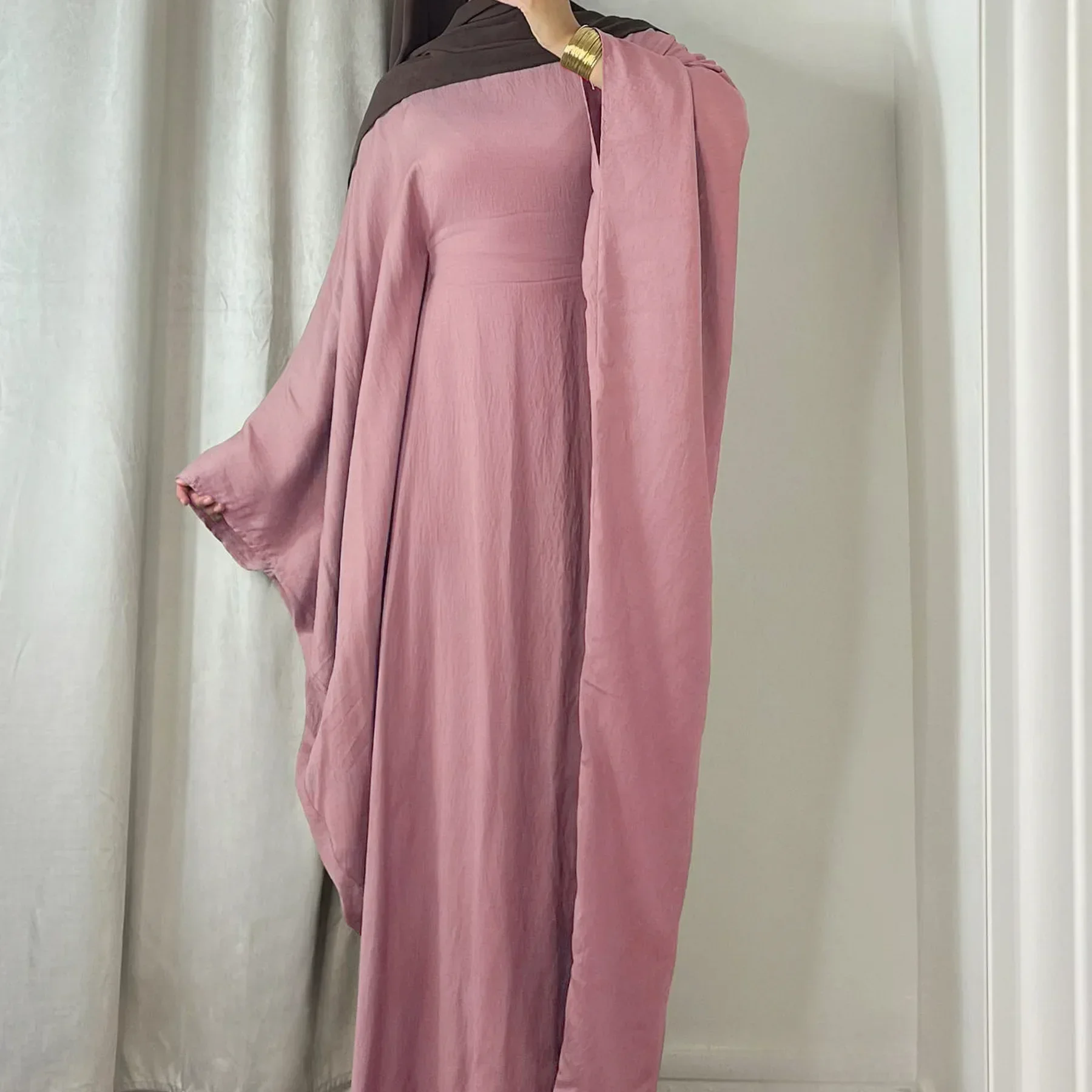 Butterfly Sleeve Abaya with Inner Belt Muslim Women Party Dress Hijab Abayas Dubai Turkey Islamic Clothing Ramadan Eid Kaftan