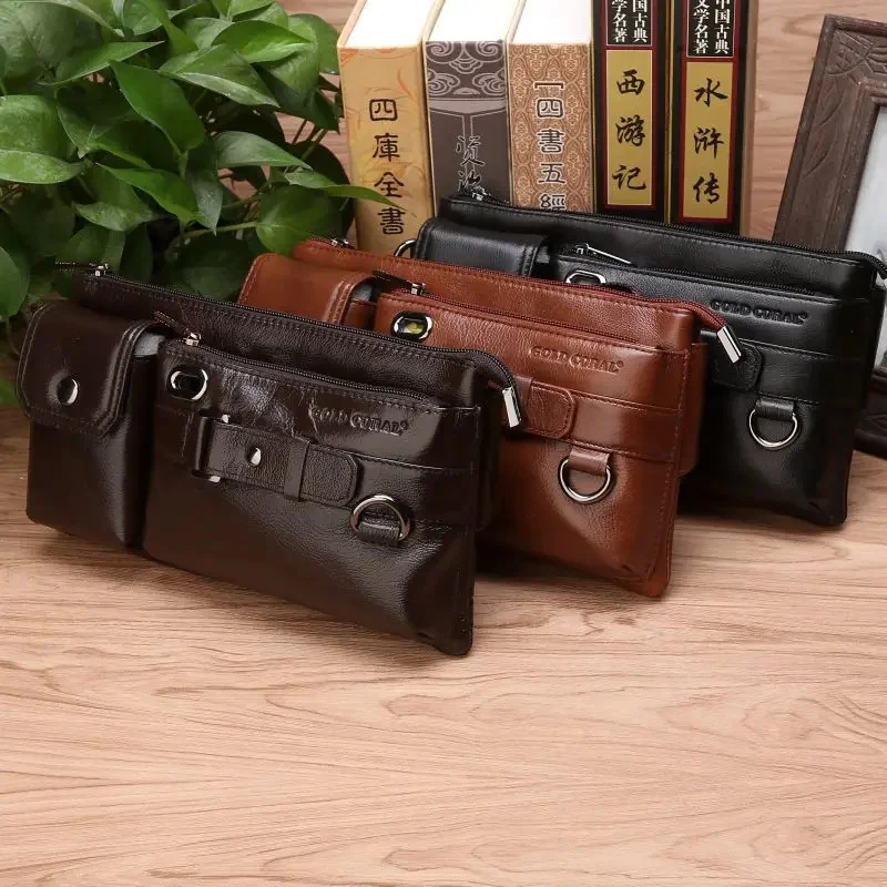 Men Fanny Pack Waist Bags Genuine Leather Pouch Travel Vintage Fashion Male Real Cowhide Hip Belt Sling Chest Bum Bag Purse