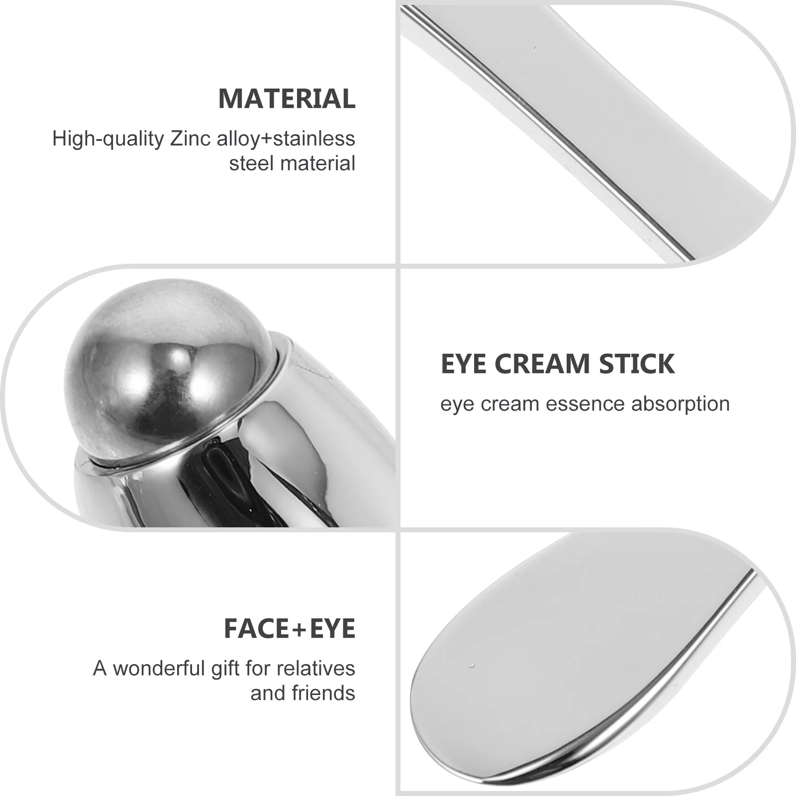 

Eye Massager Stick Zinc Alloy Stainless Steel Anti Aging Portable Facial Treatment Roller for Eye Creams Lotions Skincare Gentle