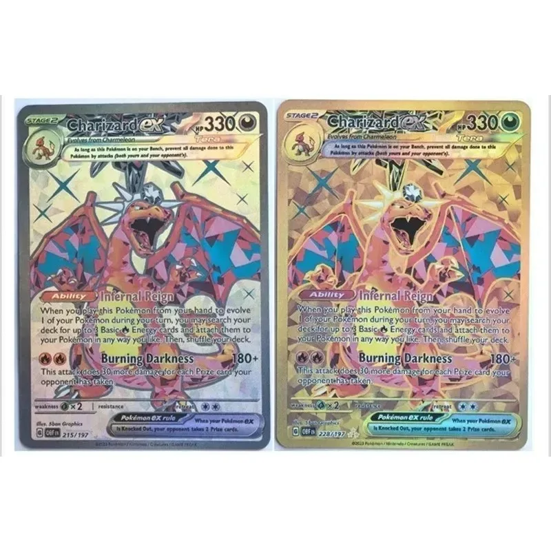 Charizard Kaarten 2pcs/set English Refractive Collection Card Celebration Comic Kids Toy Card Game Toys Gifts