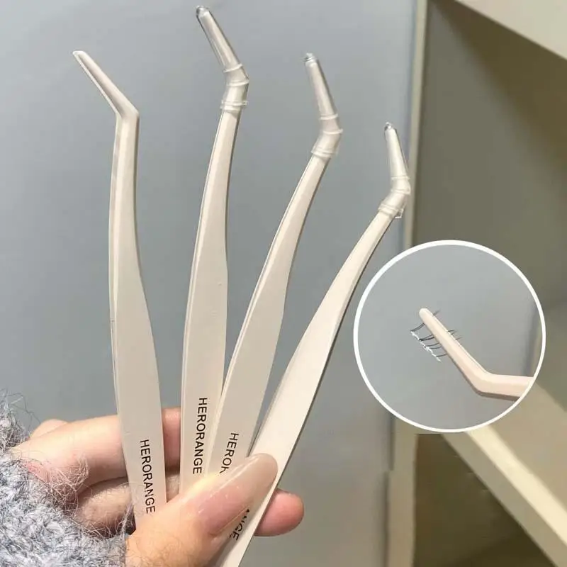 Anti-Stick Tweezers Non-Sticky DIY Rounded Design Professional Grafting Anti-Stick Glue-Free False Eyelash Tweezers