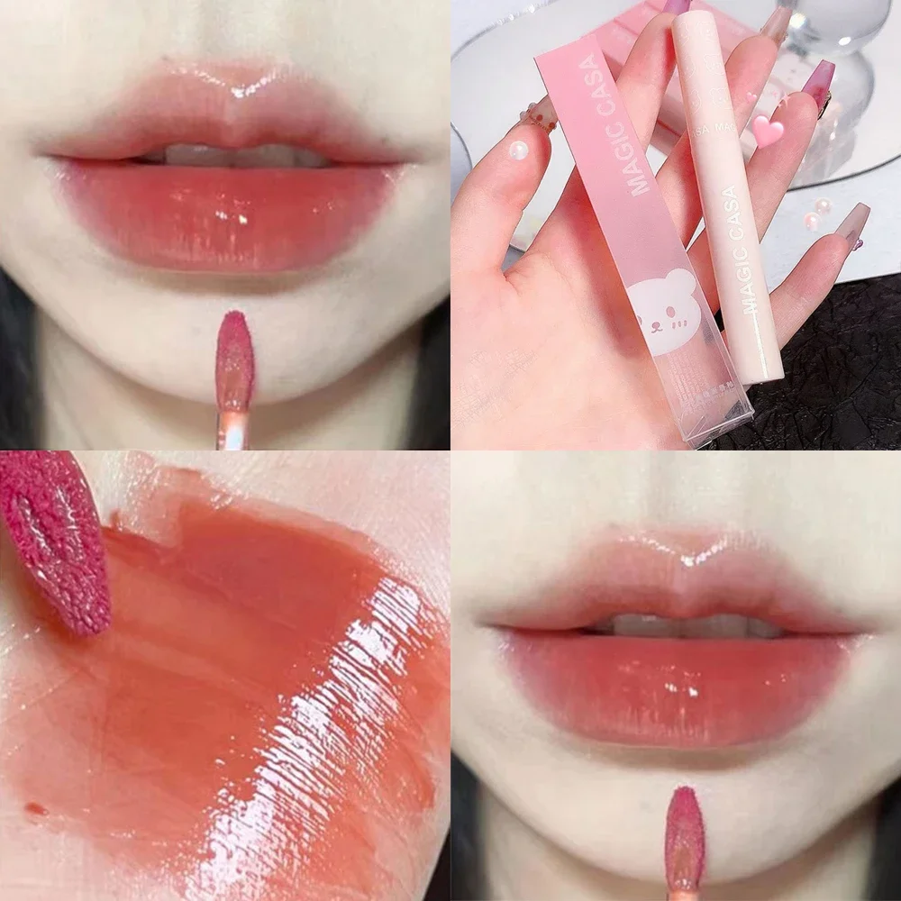 1PC Moisturizing Mirror Liquid Lipstick Waterproof Long Lasting Non-stick Cup Water Light Jelly Lip Gloss Lips Makeup Cosmetics