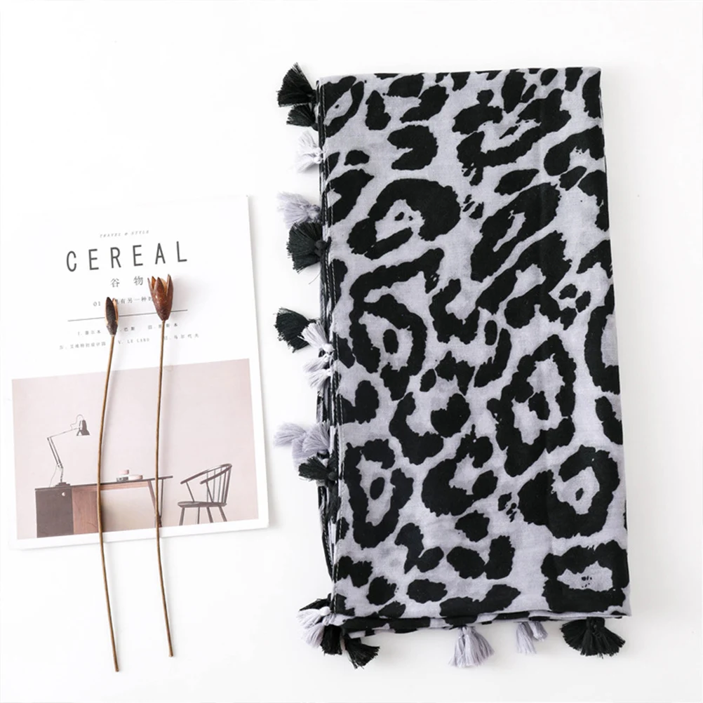 

Long Leopard Print Women Cotton Scarf Soft Shawl Wrap for Party Beach Travel Air Conditioning Room Gift Women Scarves