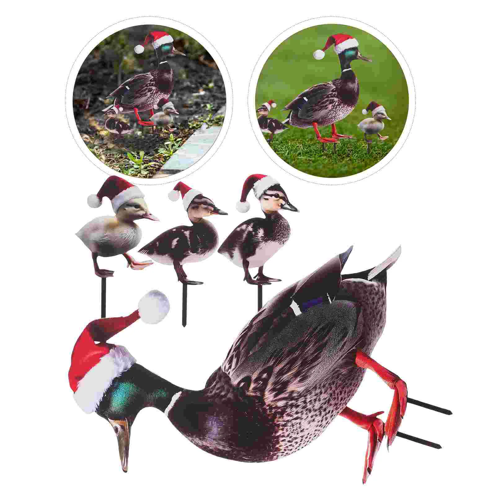 

4 Pcs Garden Decoration Plug-in Lawn Duck Ornament Stake Metal Yard Stakes Sign Outdoor Decorations Wrought Iron