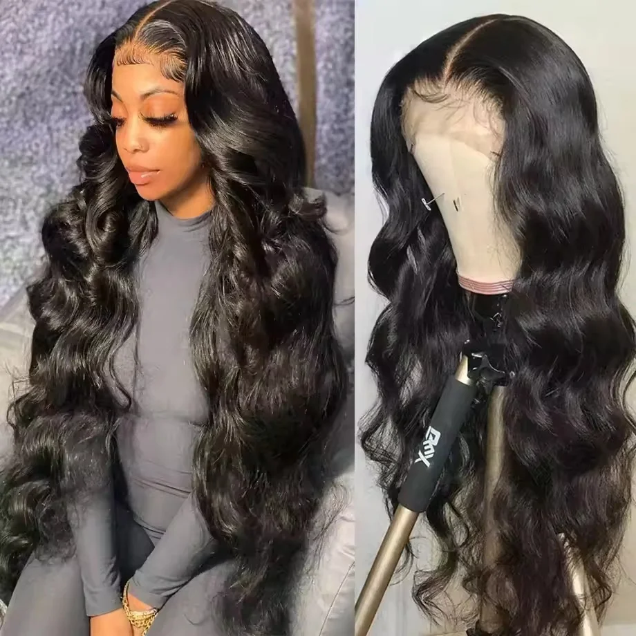 Body Wave Human Hair Wigs 13x6 Lace Wigs Brazilian Natural Color Transparent Lace Frontal Wig 180% Human Hair Wigs Pre Plucked