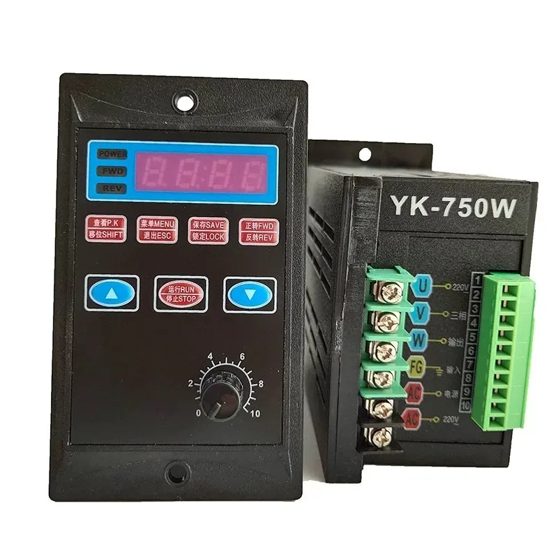 Simple Motor Speed Regulator 220V Single-Phase Input Three-Phase Output T13 Inverter Frequency Converter YK-750w