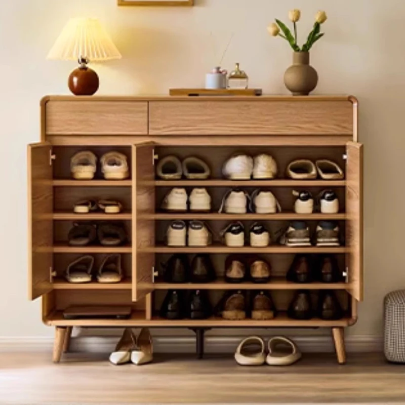 

Wooden Slippers Shoe Cabinet Organizer Storage Living Room Display Luxury Designer Shoe Shelf Modern Zapatero Hotel Furniture