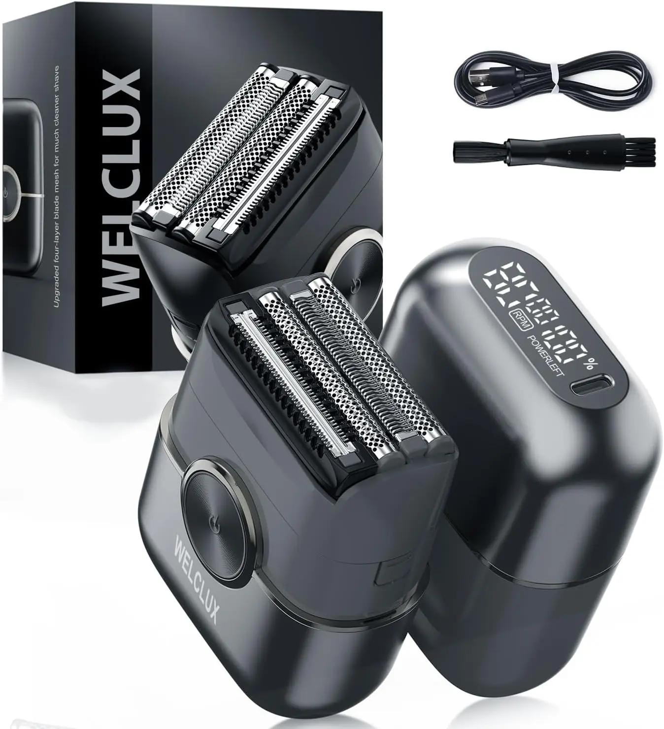 

Men's Cordless Electric Shaver: 4 Floating Blades, 2 Speeds, LED Screen, IPX7 Waterproof, USB-C Charging