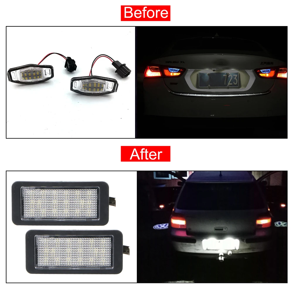 For VW up!/e-up! Skoda Citigo/E-Citigo Seat Mii/e-Mii Ibiza 6J 3-Door LED 5700K Tail Light Car License Number Plate Lights