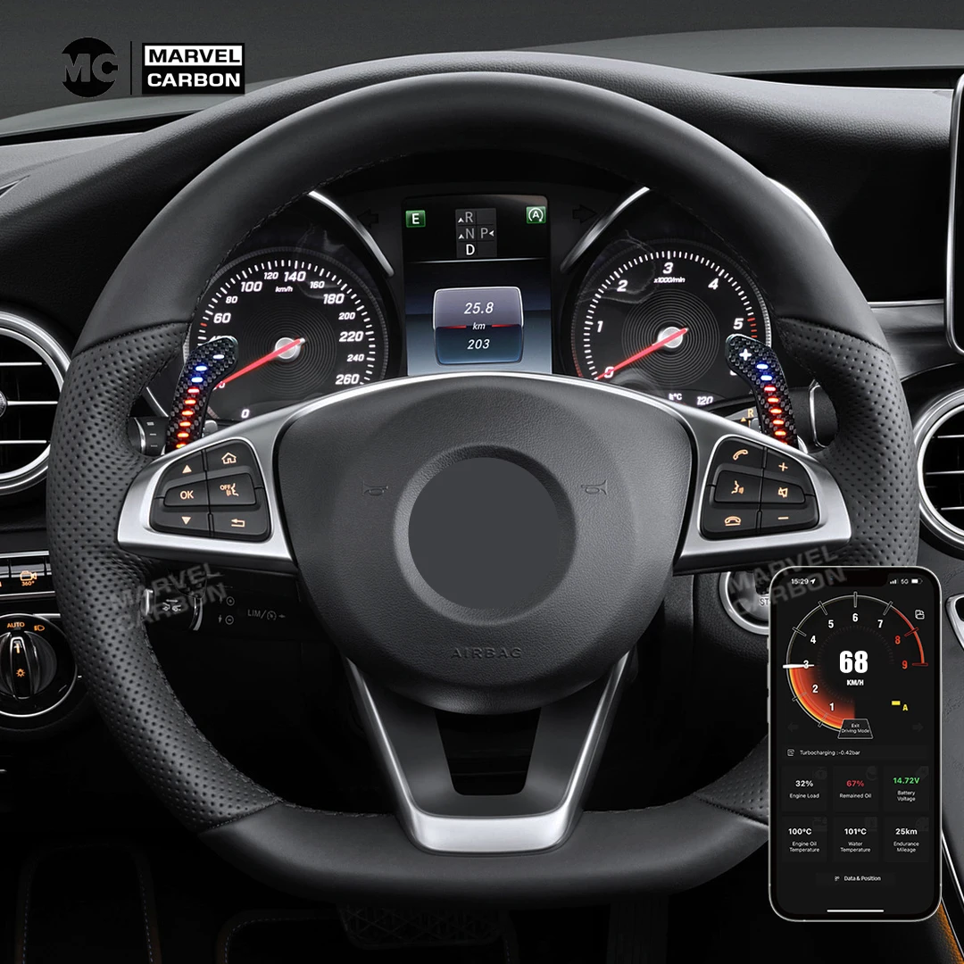 

Светодиодные магнитные переключатели из углеродного волокна для Mercedes Benz A Class: 2016-2021 B Class: 2015-2021 Class: 2015-2021 CLA Class