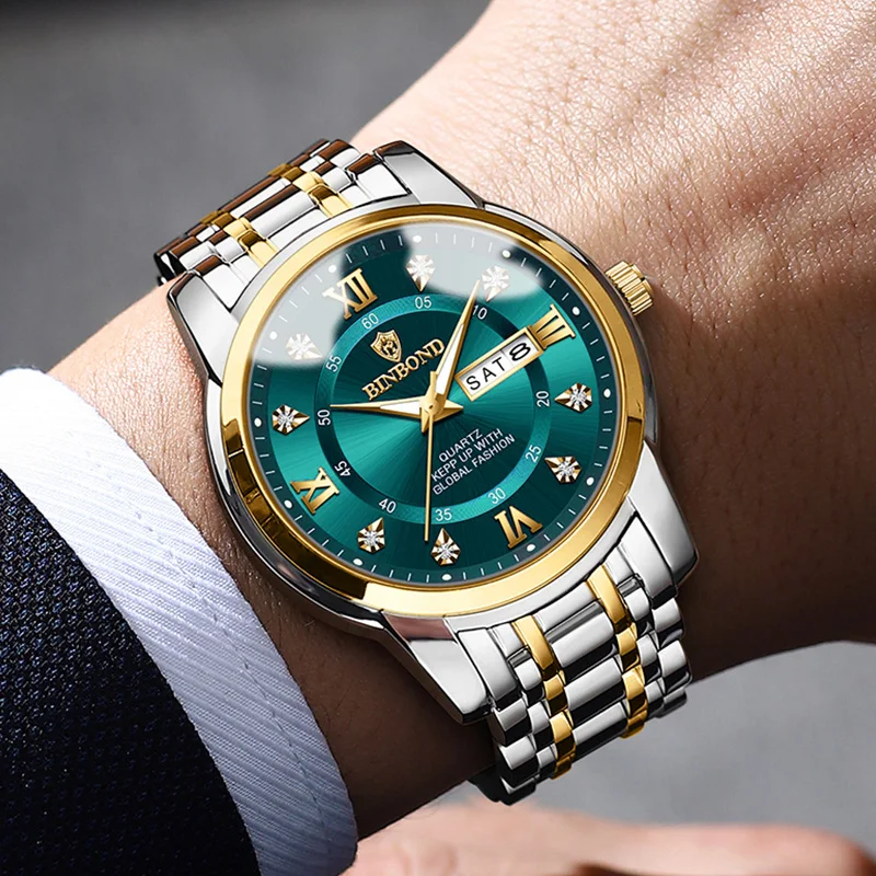 BINBOND Luxury Quartz Watch for Men, Waterproof and Elegant