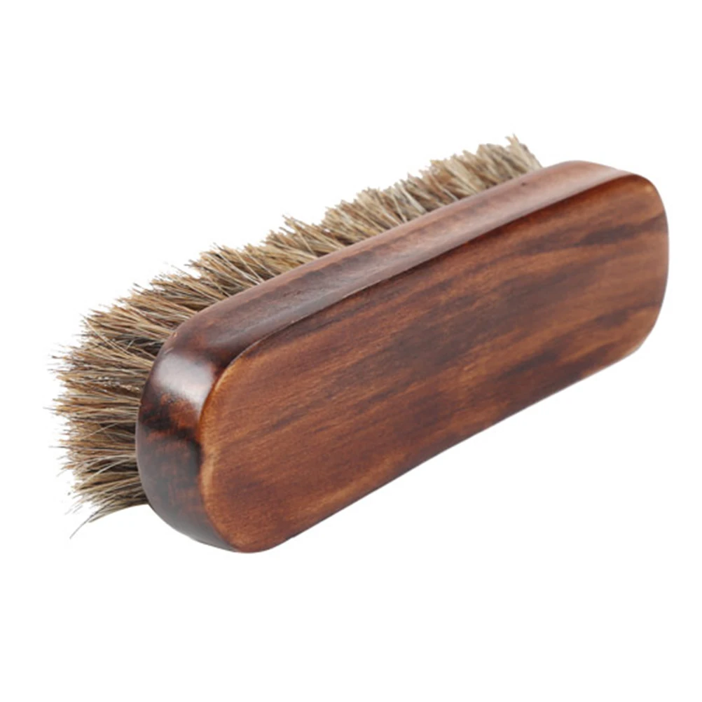 

Horsehair Brush for Shoes Clothes Furniture Lint Removal Bristles Handheld Cleaning Tool Bamboo Handle Pet Hair Remover