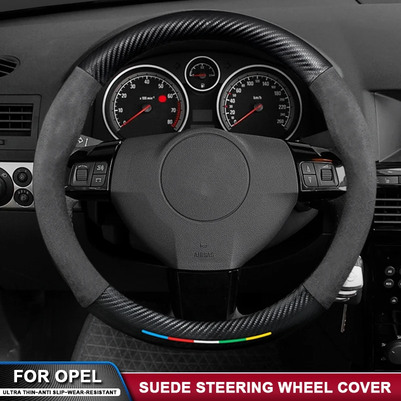 

Car Suede Carbon Fiber Steering Wheel Cover For Opel Astra K Vauxhall Holden Astra Corsa E Crossland X Insignia CT Karl Zafira C