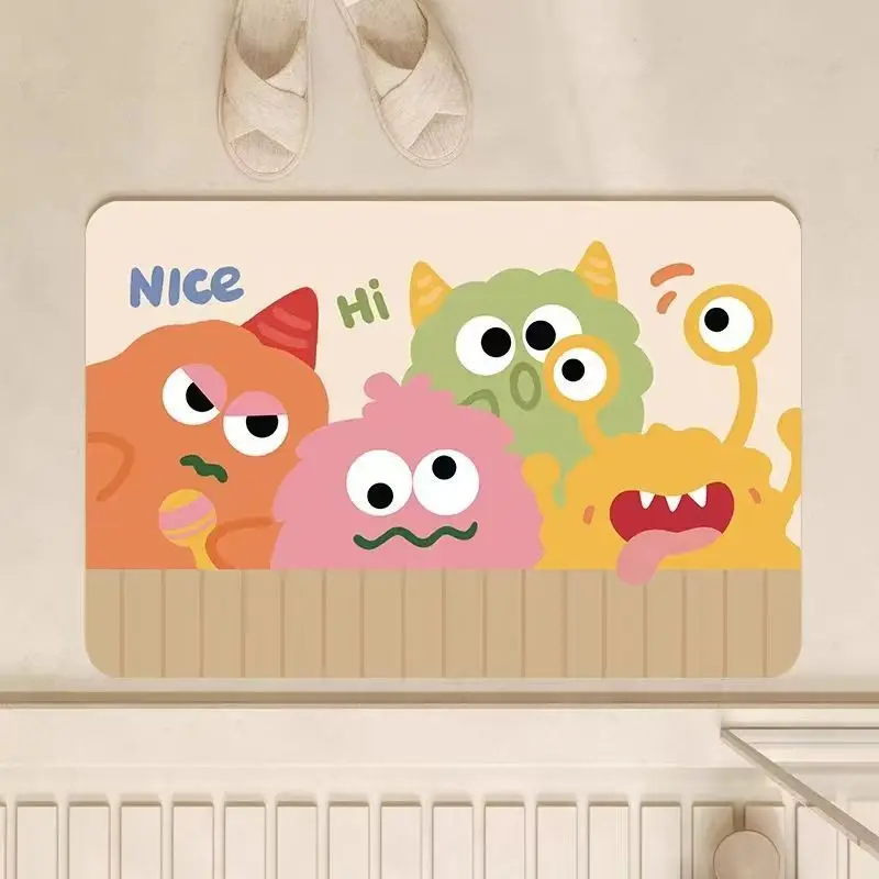 

Милый мультяшный впитывающий коврик для ванной комнаты, диатомовая грязь, бытовой туалет, туалет, быстросохнущий нескользящий коврик для ног