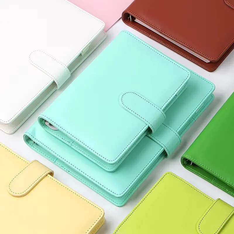 Macaron Leather Spiral A5 Color Notebook Cover Office Organizer Stationery Binder Notepad Planner Notebook