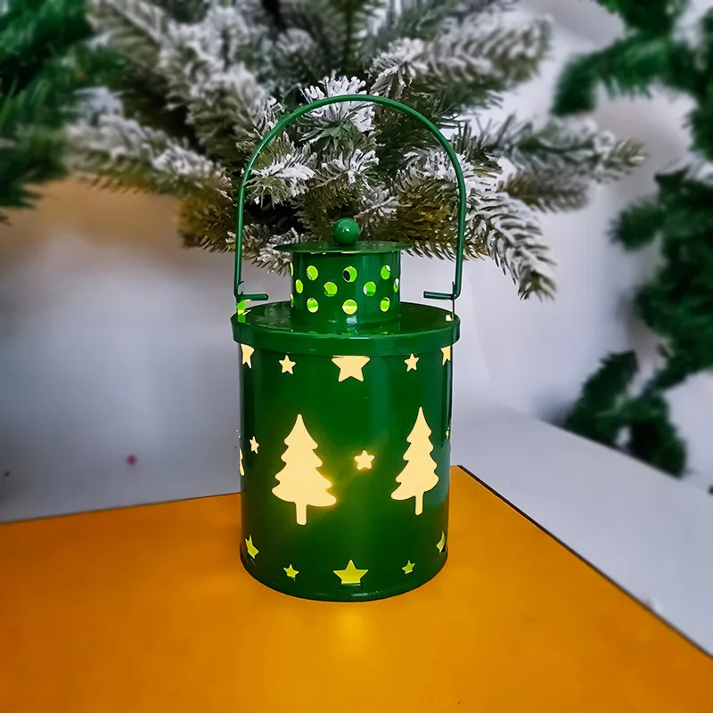 Luz de vela de Navidad, farol electrónico de estilo nórdico, adorno creativo para decoración de vacaciones, luz de linterna de mano