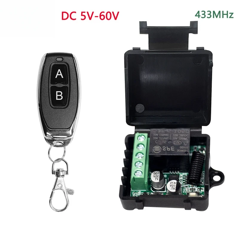 Universal 433Mhz Wireless Remote Control Switch 1CH Relay Receiver Module DC 5V-60V RF Transmitter Home Automation Controller
