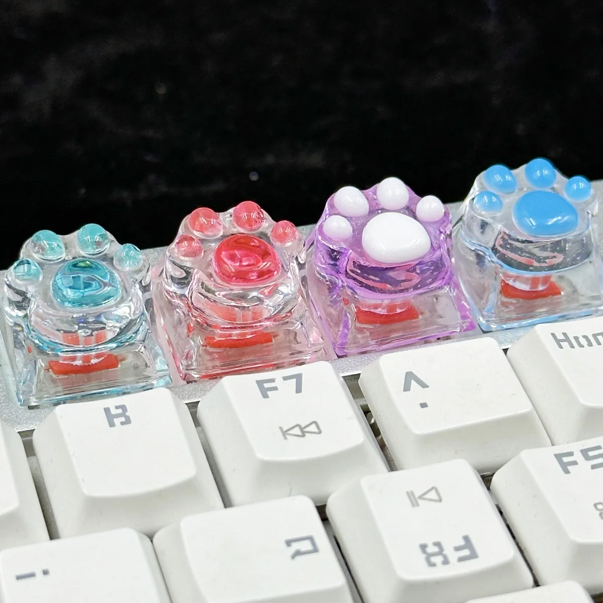 1pc Cute Cat Claw Keycap Handmade Transparent Resin Keycaps for Mechanical Keyboard Personalized Crystal Translucent ESC Key Cap