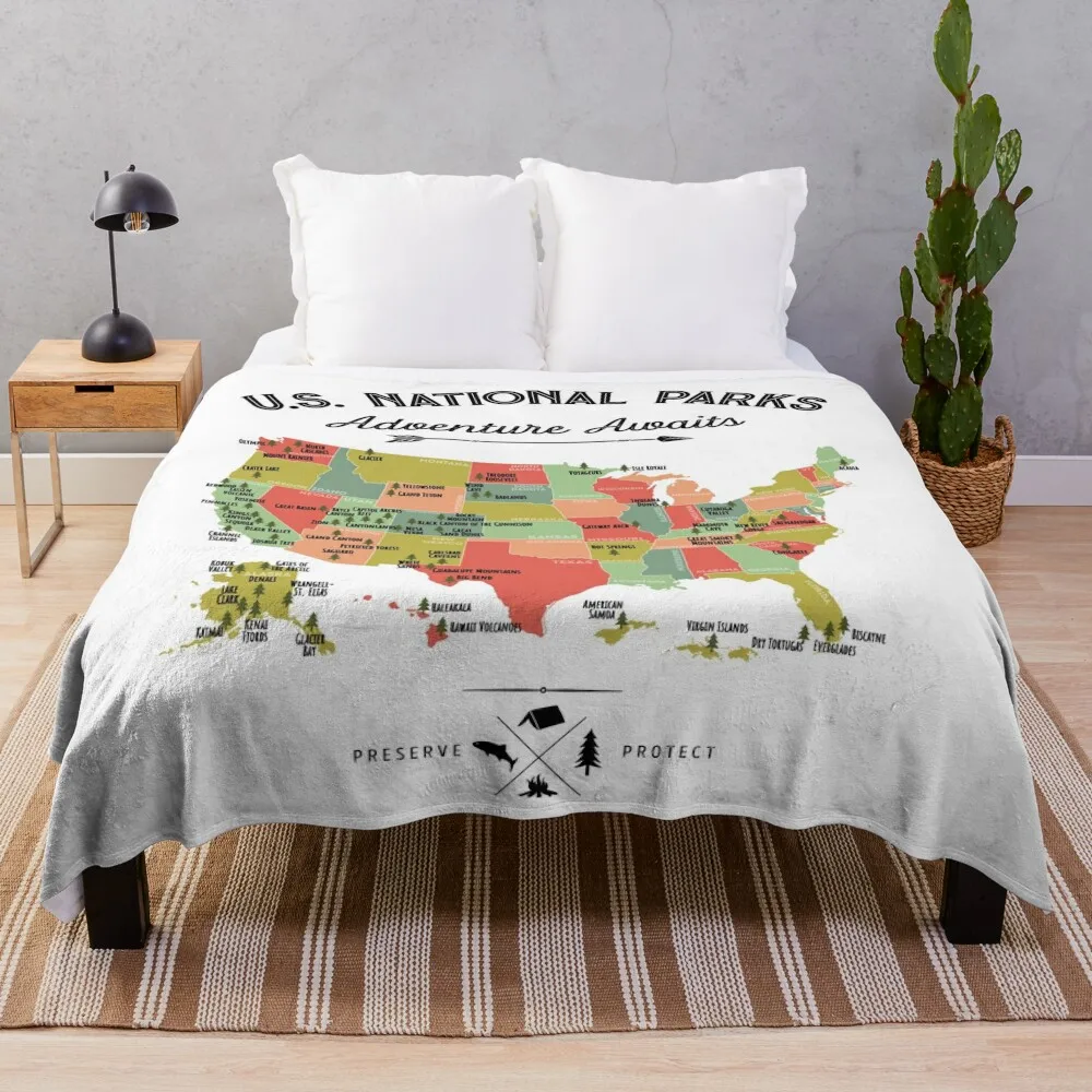 National Park Map Vintage T Shirt - All 63 National Parks Gifts T-shirt Men Women Kids Throw Blanket Softest Blankets