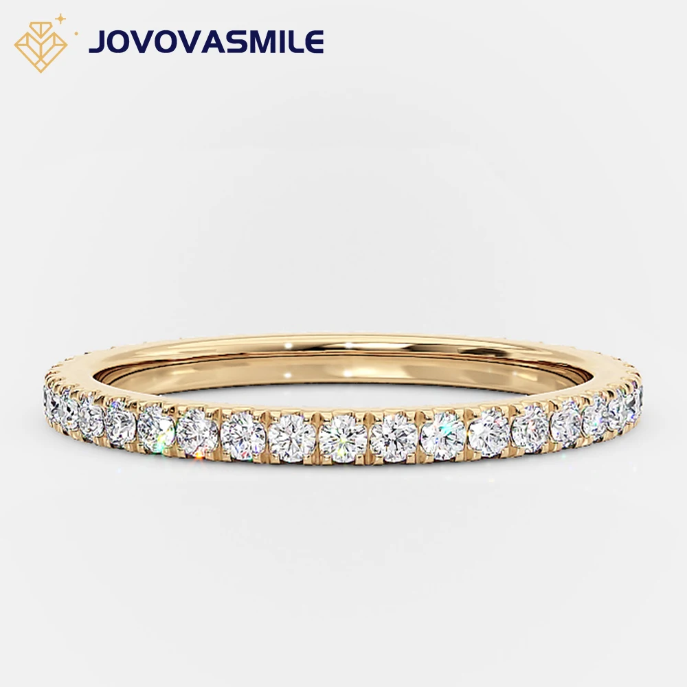 JOVOVASMILE Moissanite Eternity Band Rings 18k 14k 9k Yellow Gold 0.5carat Brilliant Round Cut Woman Bands For Wedding Ring