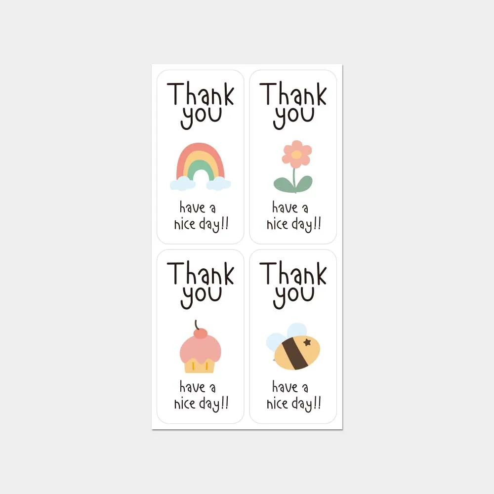 100Pcs Cute Thank You Stickers For Small Business Cake Dessert Packaging Gift Sealing Decor Labels “Thank You Have A Nice Day ” view 5