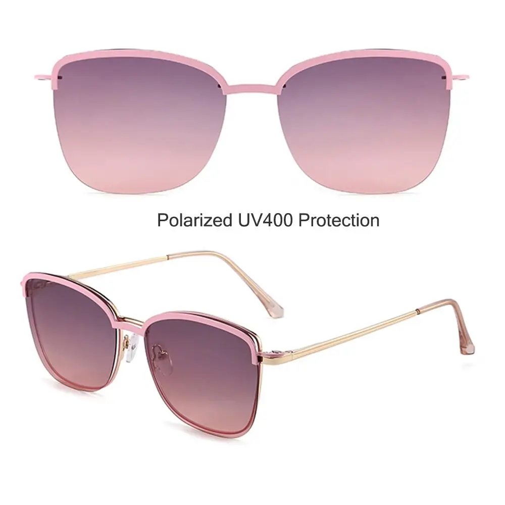 New Fashion 3 In-1 Glasses, Trendy Metal Frame Anti Blue Light Glasses with 1Pc Magnetic Polarized Clip-On Sunglasses Lenses
