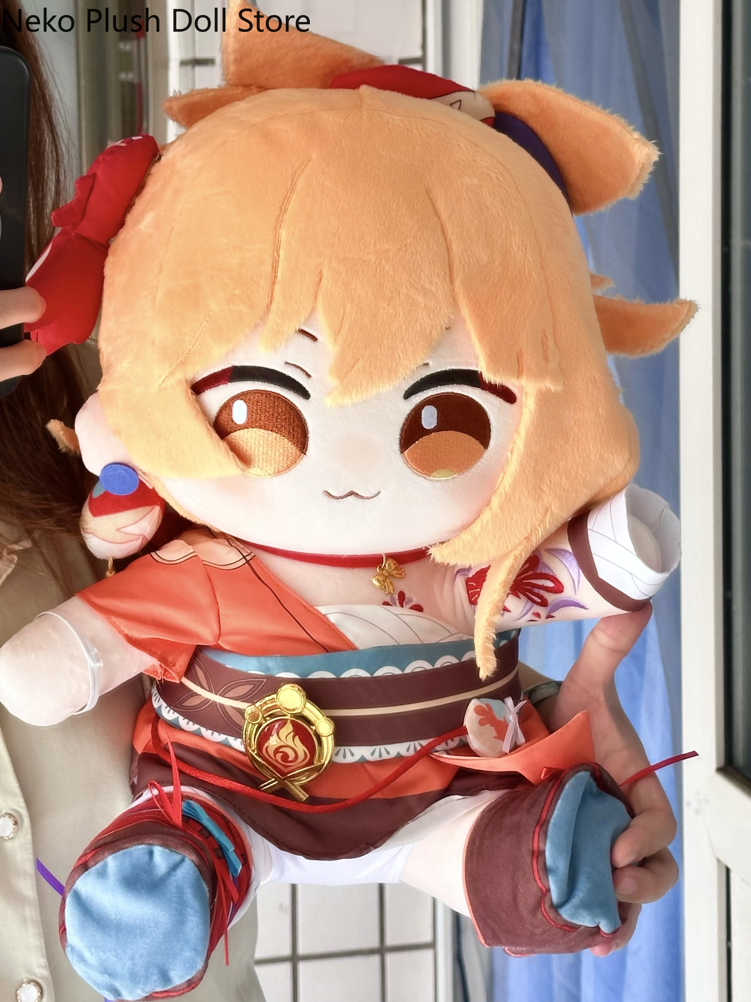 

Genshin Impact Yoimiya Anime Attribute Cosplay Cartoon Kawaii Cotton Doll Body Pillow Plush Toys Dress up Xmas Gift 40CM