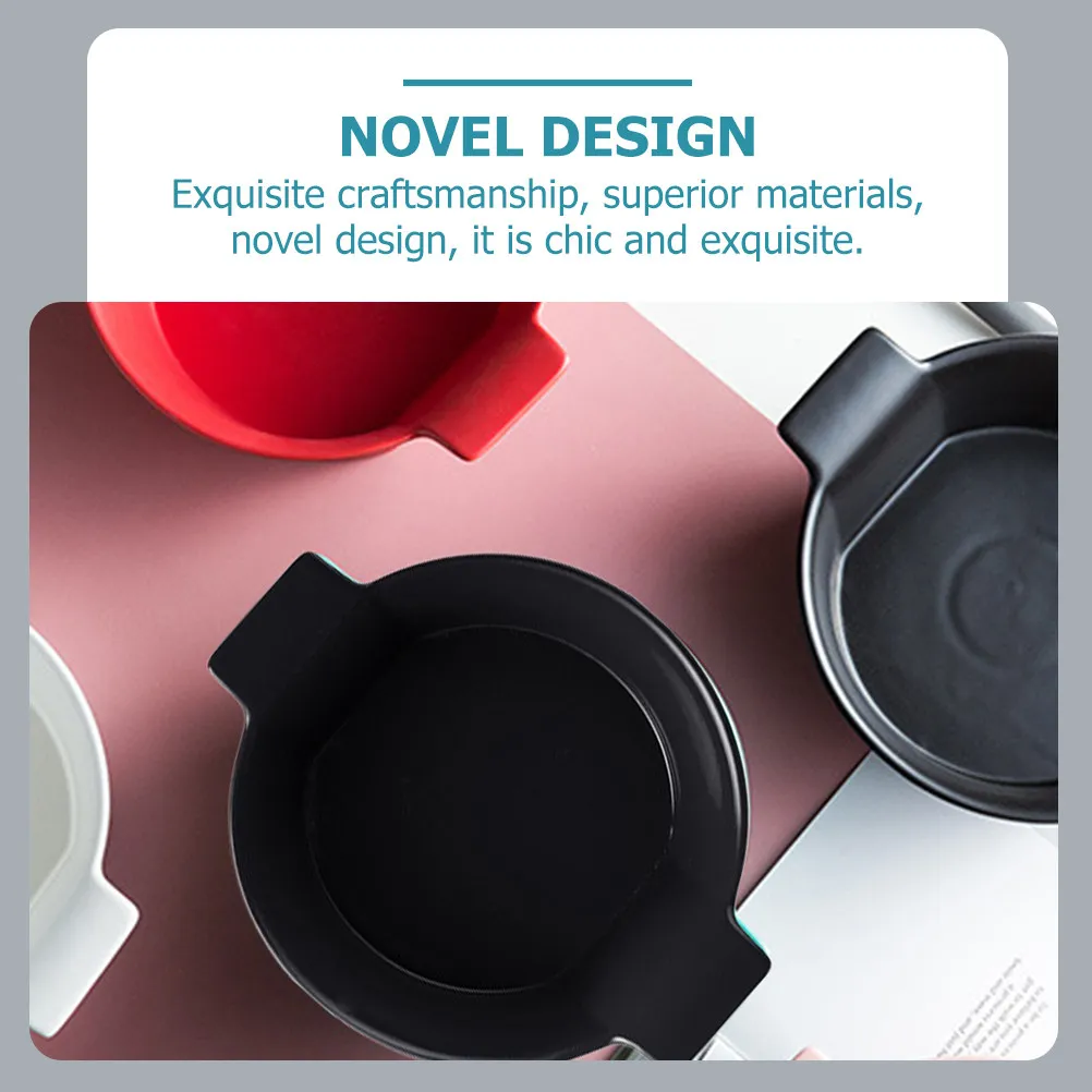 

Double Ear Ceramic Bowl Large Capacity Round Soup Bowl for Salad Fruit Noodle Breakfast Serving Dish Kitchen Tableware Home Use