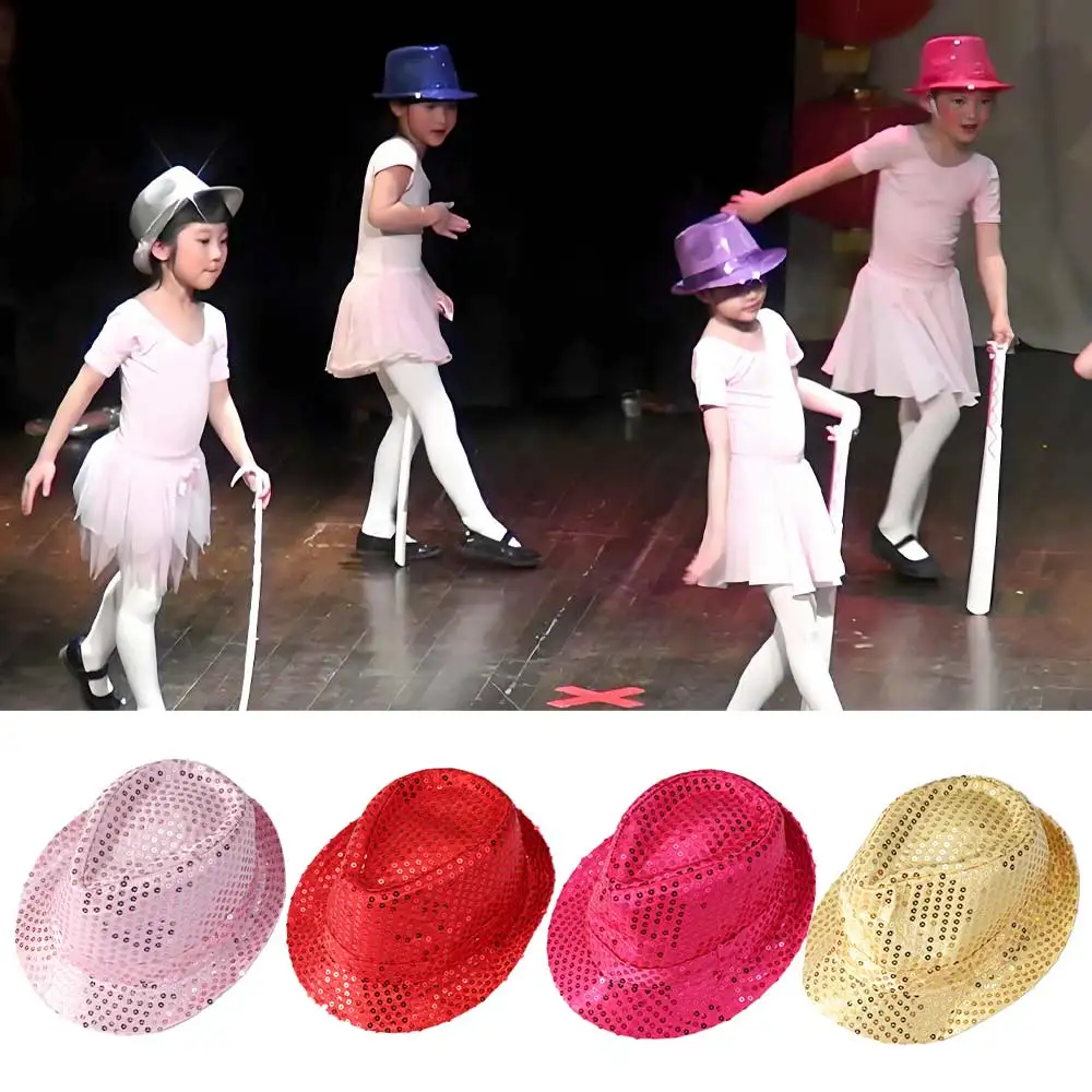 Koreanische Version Pailletten-Fedora-Hut, Brillant Glänzender Tanz-Jazz-Hut 58cm/54cm, Kreativer Glitzer-Jazz-Hut für Erwachsene – Detail 6