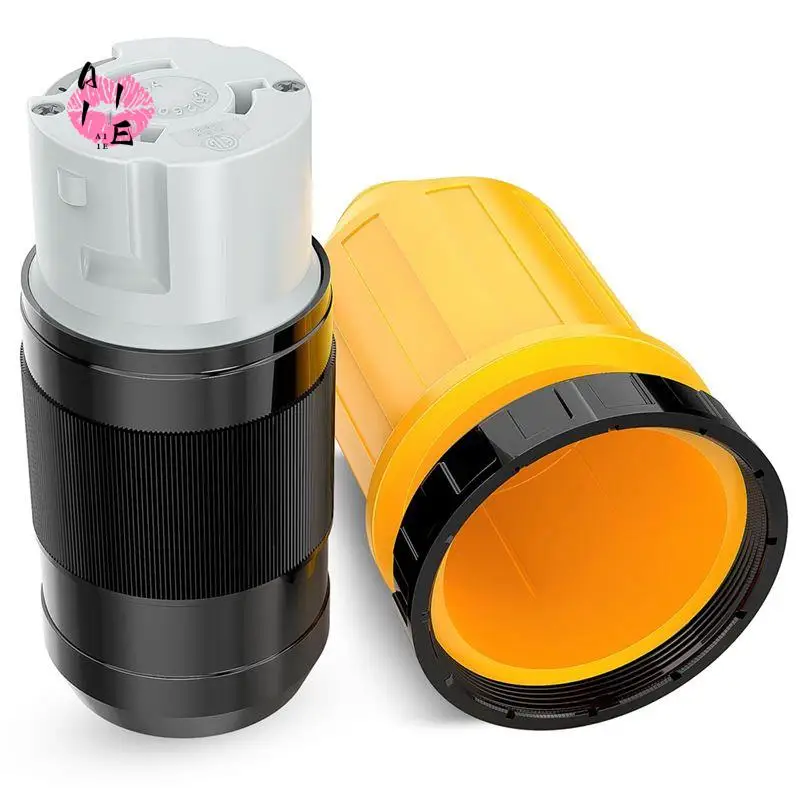 A11E-50AMP RV Power Cord Twist Lock Plug With Boot Locking Cover 125/250V Female Locking Shore Replacement Inlet