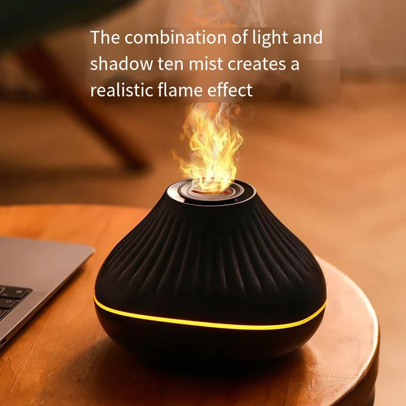 New Simulation Colorful Flame Aromatherapy Machine Home Desktop Humidifier Creative Crack Flame Bead Aromatherapy Machine