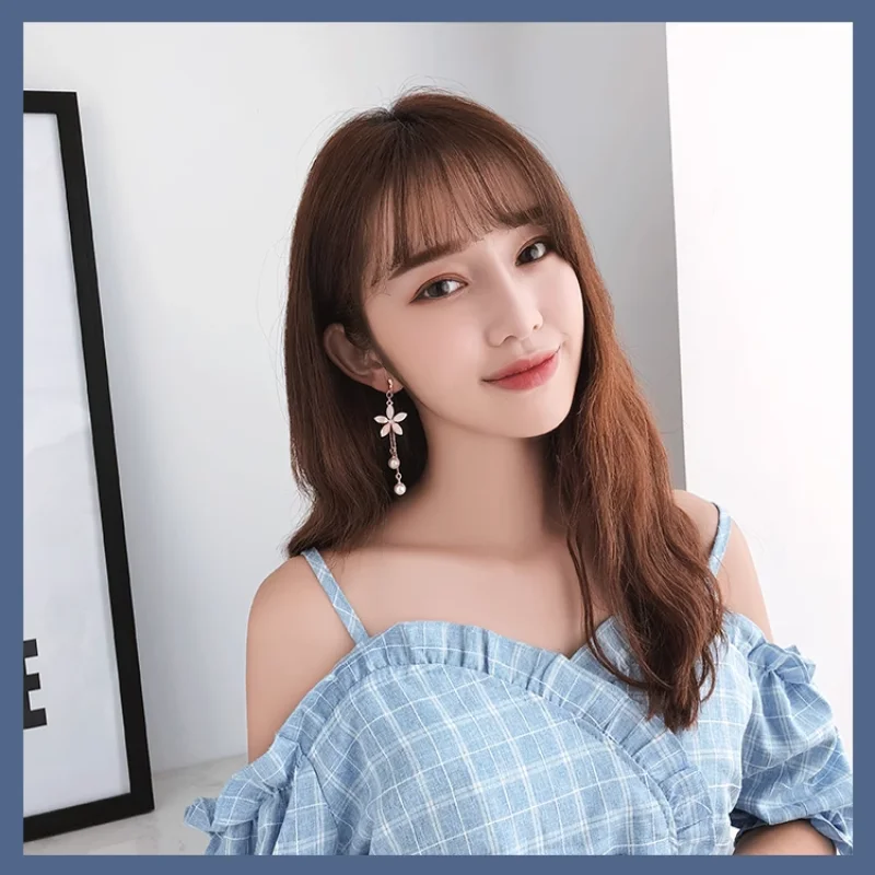 Korean Long Earrings French Small Elegant Clip Earrings Summer Temperament Simple No Piercing Ear Clip Suitable for Sweet Girls