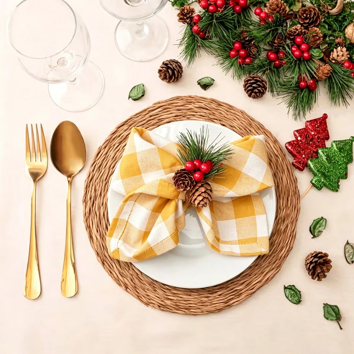 Table Cloth Napkins Durable Polyester Thicken Placemat Reusable for Kitchen Dining  Wedding Decoration 16inch*16inch