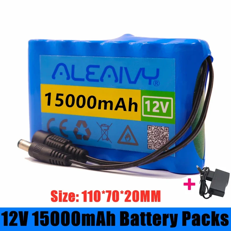 

Aleaivy 18650 Li-Ion Battery Portable Rechargeable Battery DC 12 V 12.6 V 15000mAh Battery/12.6V Battery Pack with 12v Charger