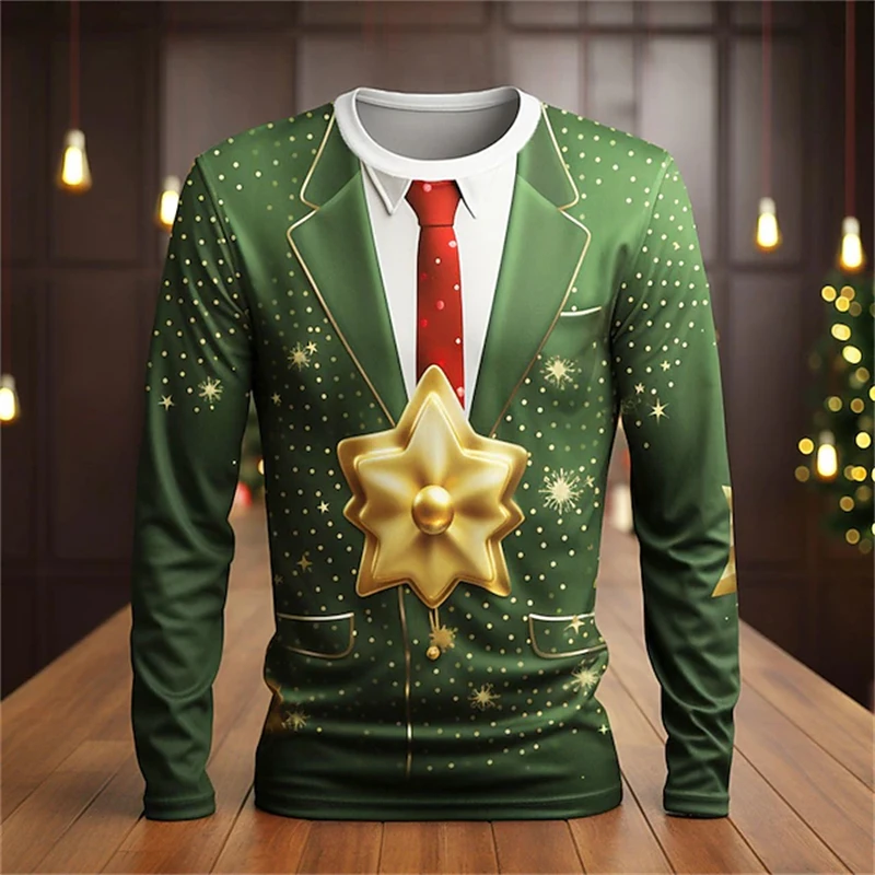 2025 Bow Tie Fake Suit Graphic Sweatshirts Hip Hop Christmas Streetwear Bachelor Party Tuxedo Ugly Xmas Sweater Unisex Pullovers