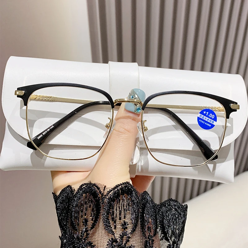 Vintage Eyebrow Frame Reading Glasses High-end Business High-definition Eyeglasses Anti Blue Light Presbyopia Glasses for Men