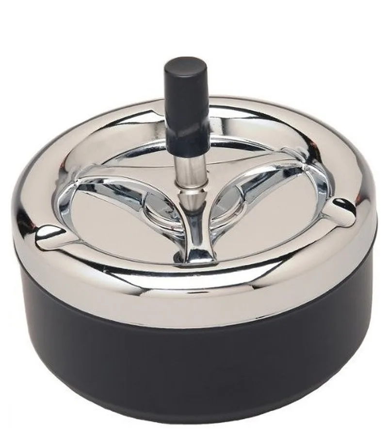 Portable Round Spinning Ashtray Cigarette Ash Stainless Steel Ashtray Housewares Spinning with Cover WY70917