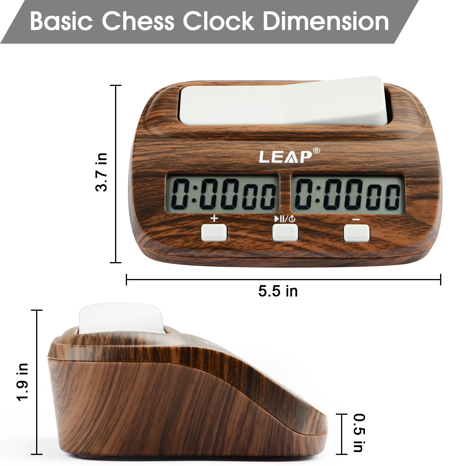 LEAP Chess Clock Digital Chess Timer with Delay and Bonus Professional for Board Games Timer Wood Grain Color