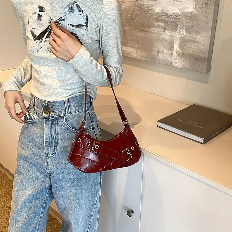 

Women PU Vintage Top Handle Bag Zip Closure Y2k Retro Hot Girl Handbag Stylish Underarm Bag Cool Style Shoulder Tote