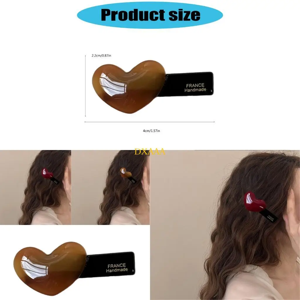 DXAA Popular Love Side Hair Clip With Heart Acetate Side Clip Multiuse Hair Styling Tool For Women Various Outfit