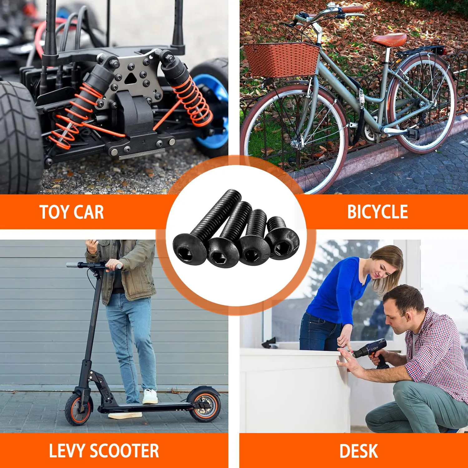 1705PCS Hex Button Head Screw Kit - M2 M3 M4 M5 Bolts Nuts, Lock/Flat Washers, 10.9 Steel, Storage Case for DIY & Repair