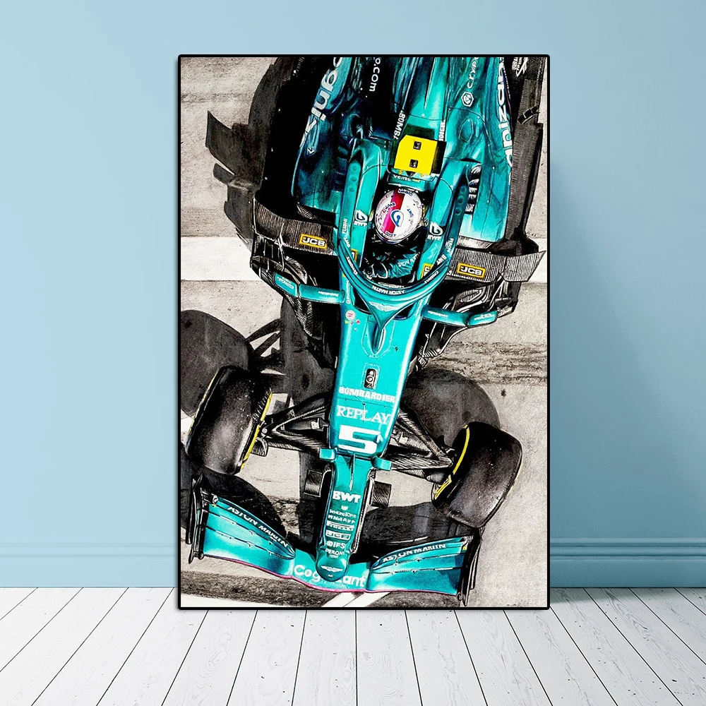 Super Formula World Champion Vettel Race Car Poster Print Martin Racing Graffiti Canvas Painting Supercar Wall Art Room Decor