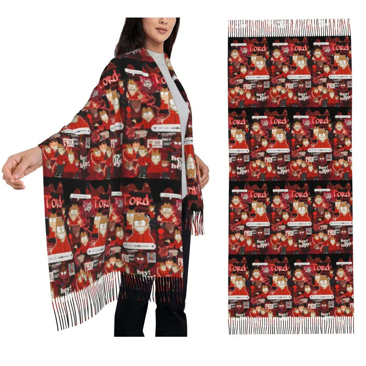 

Eddsworld шарф с кисточками, женские мягкие теплые шали и накидки, большая осенне-зимняя шаль