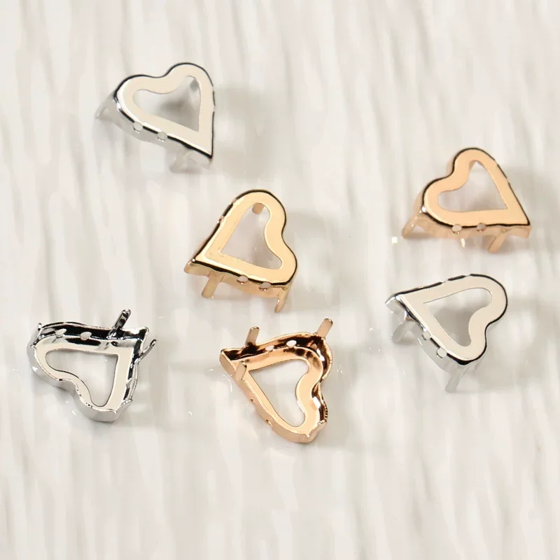 2PCS Gold Silver Color Crystal Base for 4809 Sweet Heart Stone Sewing Pendant Earrings Setting DIY Jewelry Making Finding