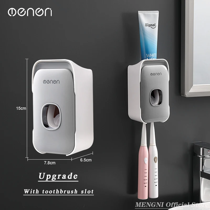 MENGNI-Hohe Qualität Automatische Zahnpasta Spender Squeezer Mit Zahnbürste Halter Wand Montiert Badezimmer Zubehör Sets
